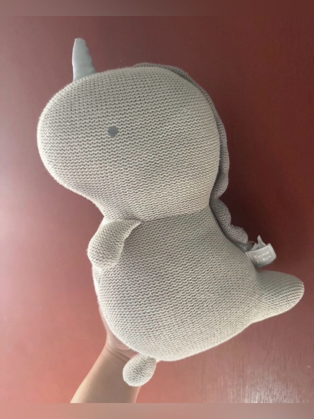 Living Textiles Taylor the T-Rex Plush Dinosaur Rattle 14” Knit Stuffed Toy
